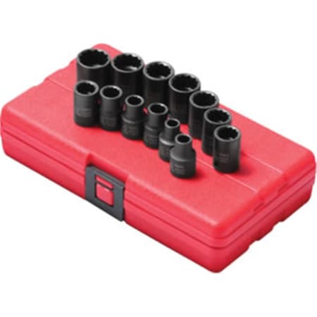 Eat-In Sunex  .38in. Drive Standard 13 Pc 12 Point Metric Impact Socket Set EA4230370